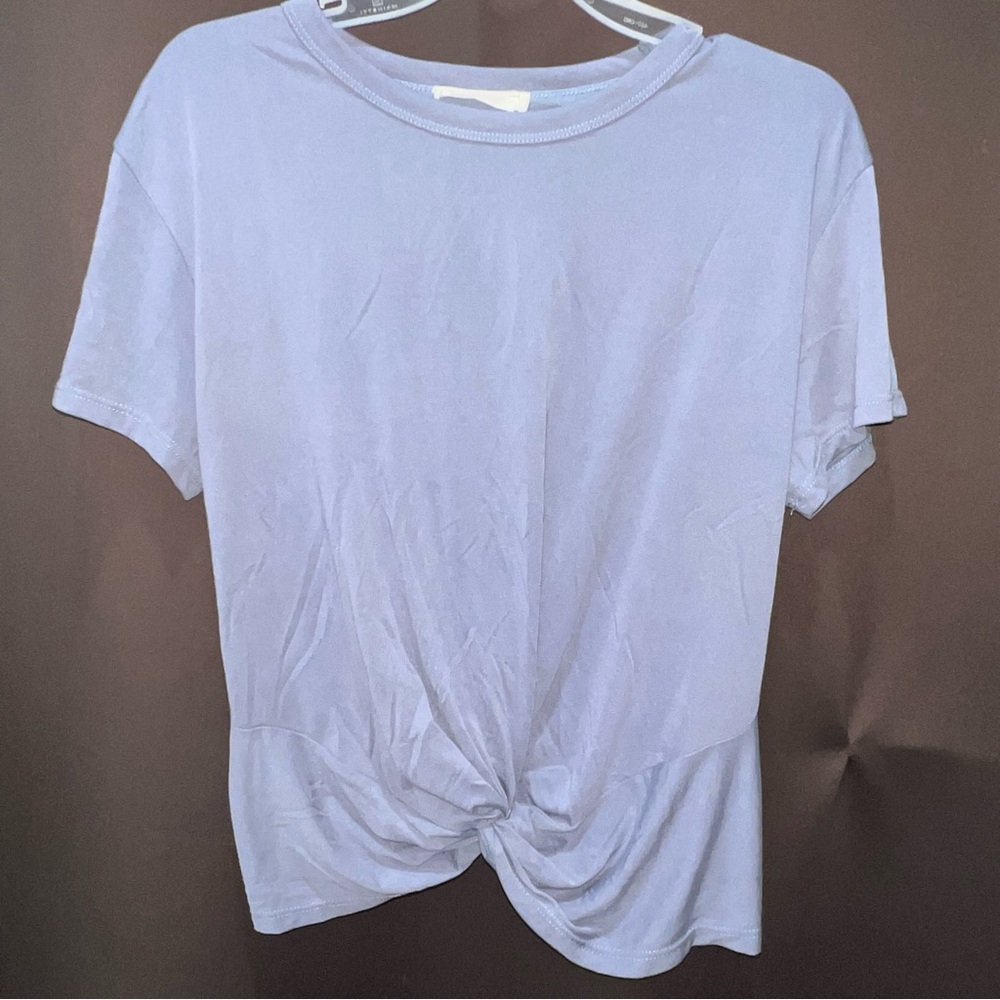 Lush Periwinkle Tie Front Short Sleeve T-Shirt, Size S (Made in 🇺🇸)